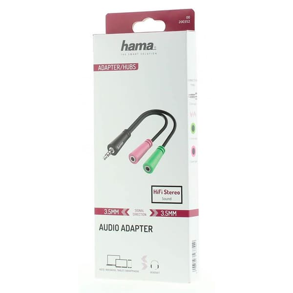 Hama Adapter Lyd 3.5 Hunn til 2x 3.5 Hann 0.15m