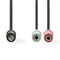 Miniatyrbillede 3 af 4: Nedis Stereo Audio kabel | 3.5 mm Hanstik | 2 x 3.5 mm Hunstik | Nikkelplateret | 0.20 m | Runde | Sort | Konvolut