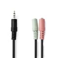 Miniatyrbillede 1 af 4: Nedis Stereo Audio kabel | 3.5 mm Hanstik | 2 x 3.5 mm Hunstik | Nikkelplateret | 0.20 m | Runde | Sort | Konvolut