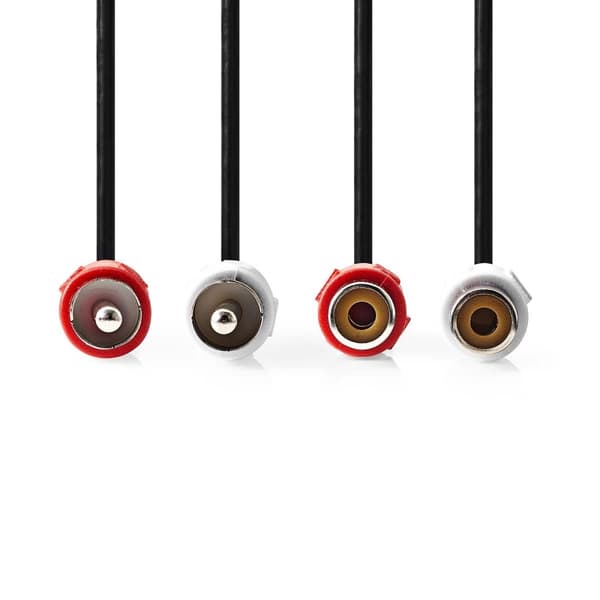 Nedis Stereo lydkabel | 2x RCA Han | 2x RCA Hun | Nikkel belagt | 2.00 m | Rund | Sort | Boks