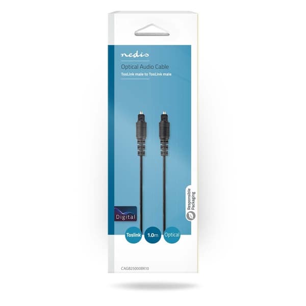 Nedis Optisk lydkabel | TosLink Male | TosLink Male | 1.00 m | Runde | PVC | Sort | Box