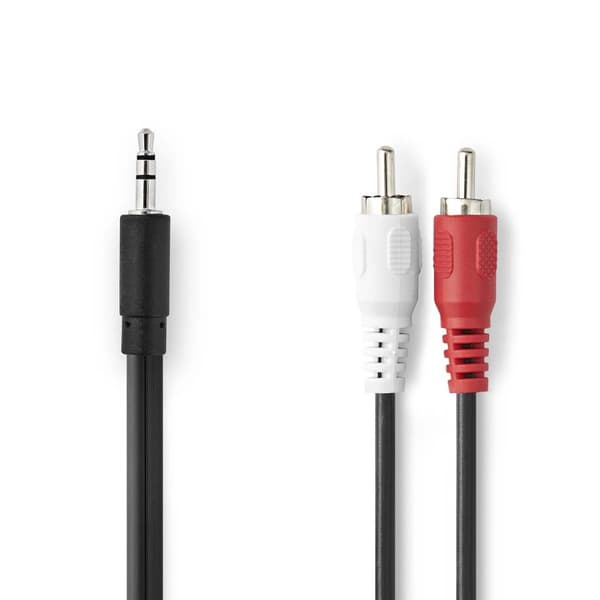 Nedis Stereo Audio kabel | 3.5 mm Hanstik | 2x RCA Hanstik | Nikkelplateret | 3.00 m | Runde | Sort | Box