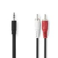 Miniatyrbillede 1 af 4: Nedis Stereo Audio kabel | 3.5 mm Hanstik | 2x RCA Hanstik | Nikkelplateret | 3.00 m | Runde | Sort | Box