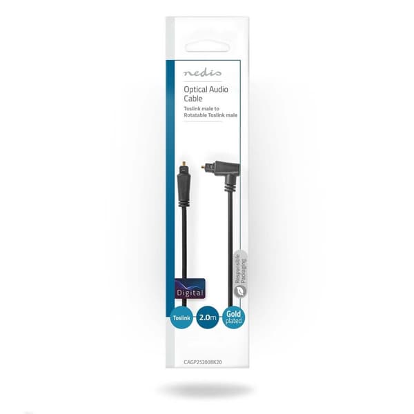 Nedis Optisk lydkabel | TosLink Male | TosLink Male | Roterbar | 2.00 m | Runde | PVC | Sort | Konvolut