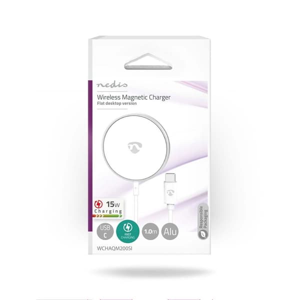 Nedis Trådlös laddning | 5 / 7.5 / 10 / 15 W | 1.0 / 1.1 / 1.67 / 2 A | Kabel ingår | USB Type-C™ | 1.00 m