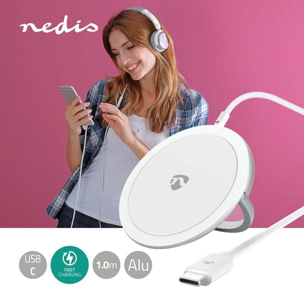 Nedis Trådløs lader | Stativ | 5 / 7.5 / 10 / 15 W | 1.0 / 1.1 / 1.67 / 2 A | Inkludert kabel | USB Type-C™ | 1.00 m