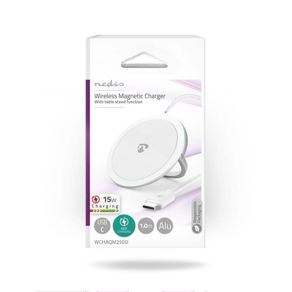 Nedis Trådløs lader | Stativ | 5 / 7.5 / 10 / 15 W | 1.0 / 1.1 / 1.67 / 2 A | Inkludert kabel | USB Type-C™ | 1.00 m