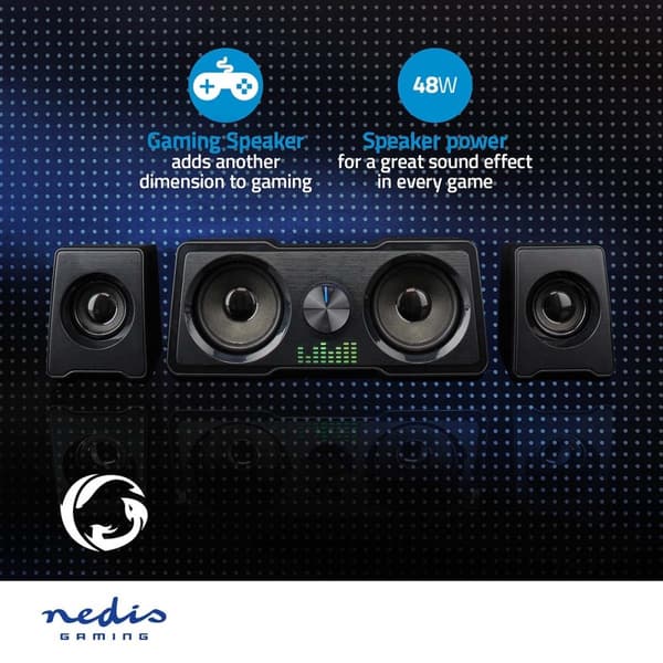 Nedis Gaming Speaker | Høyttalerkanaler: 2.2 | USB-Strøm | 3.5 mm Han | 48 W | LED | Volumkontroll