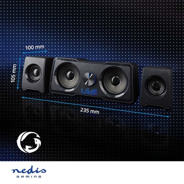 Nedis Gaming Speaker | Høyttalerkanaler: 2.2 | USB-Strøm | 3.5 mm Han | 48 W | LED | Volumkontroll