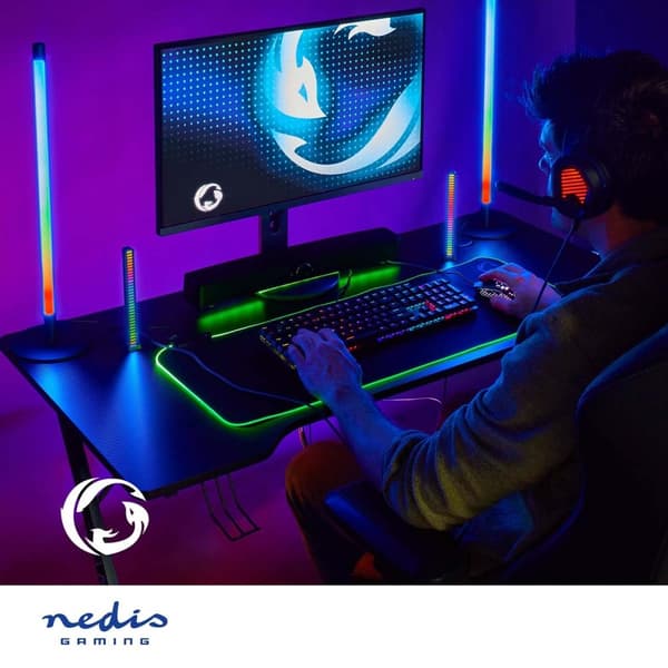 Nedis Gaming Højttaler | Højttalerkanaler: 2.0 | USB Drevet | 3.5 mm Hanstik | 30 W | LED | Volumenkontrol | Tilslutninger udgang: 1x 3.5 mm