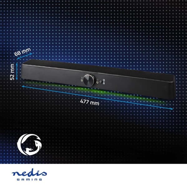 Nedis Gaming Højttaler | Højttalerkanaler: 2.0 | USB Drevet | 3.5 mm Hanstik | 30 W | LED | Volumenkontrol | Tilslutninger udgang: 1x 3.5 mm