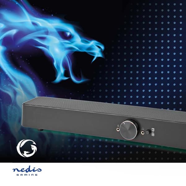 Nedis Gaming Højttaler | Højttalerkanaler: 2.0 | USB Drevet | 3.5 mm Hanstik | 30 W | LED | Volumenkontrol | Tilslutninger udgang: 1x 3.5 mm
