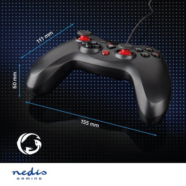 Nedis Spelkontroll | USB Type-A | USB ström | PC | Antal knappar: 12 | Kabellängd: 1.60 m | Svart