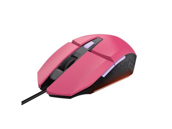 Trust Gaming GXT 109P Felox - Mus - med belysning, gaming - 6 knappar - kabelansluten - USB - powerful pink