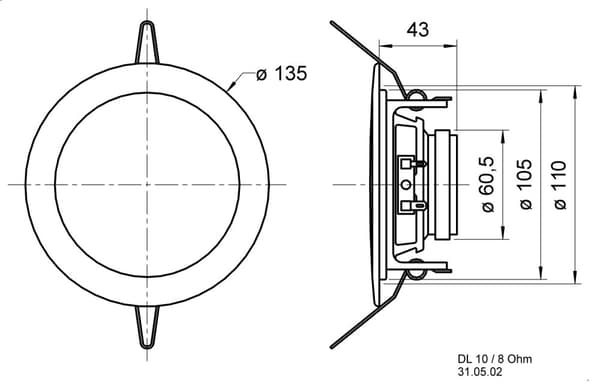 Visaton DL 10 - 8 Ohm - 10 cm (4") takmonterad högtalare