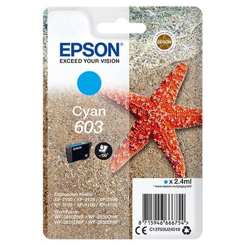 EPSON Bläck C13T03U24010 603 Cyan, Sjöstjärna