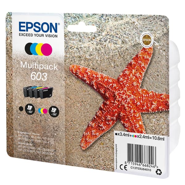 EPSON Blæk Multipak C13T03U64010 603 Sort Cyan Magenta Gul