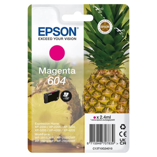 Epson Bläck C13T10G34010 604 Magenta, Ananas