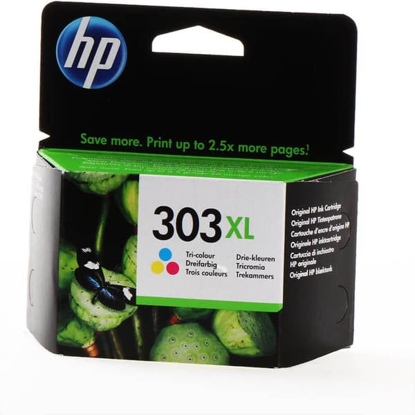 HP Blæk T6N03AE 303XL Tri-colour Cyan Magenta Gul