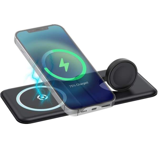 Celly MAGFOLD2IN1 2-i-1 MagSafe sammenleggbar trådløs lader Sort