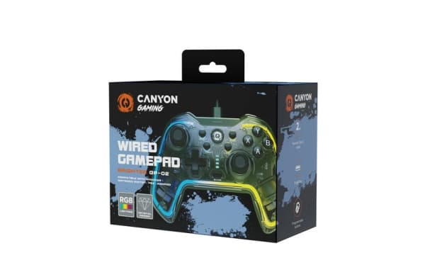 CANYON GP-02, Wired gamepad for Windows/PS3/Android media box/android tv set/Nintendo Switch, 2M cable, 152*110*55mm, 215g