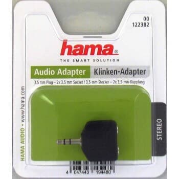 Hama Adapter Audio 2x3.5mm- 3.5mm 2xHona-Hane Svart