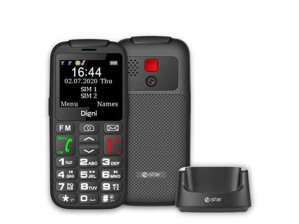Estar eSTAR Digni Talk Seniortelefon Dual SIM Svart Svart Svart mobiltelefon