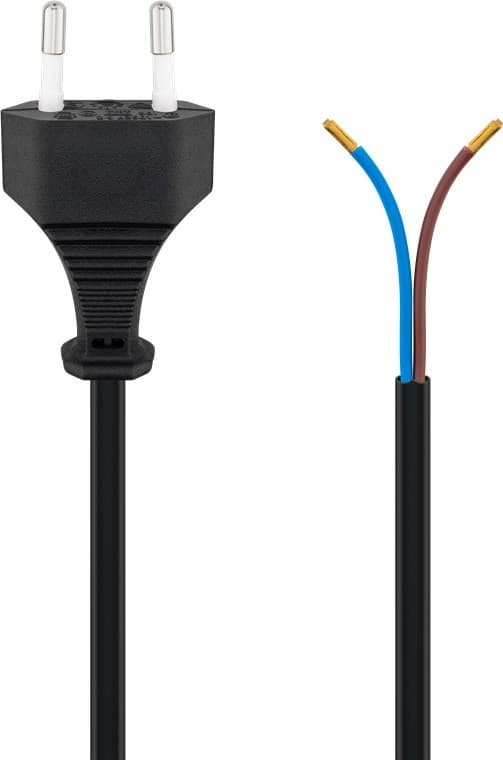 Goobay Kabel med euro-kontakt för montering, 1,5 m, svart Euro-kontakt (typ C, CEE 7/16) > lösa kabeländar