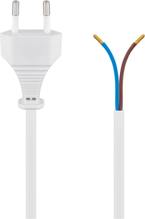 Goobay Kabel med euro-kontakt för montering, 1,5 m, vit Euro-kontakt (typ C, CEE 7/16) > lösa kabeländar