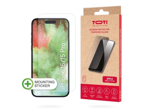 TEMPERED glass 2D screen protector full cover for iPhone 15/15 Pro Transparent