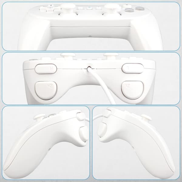 Gamepad kompatibel med Nintendo Wii, Wii U Controller 1.1m kabel - Hvid