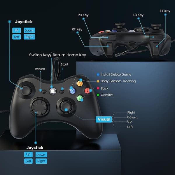 Gamepad Joystick spilcontroller til Xbox 360 PC Windows