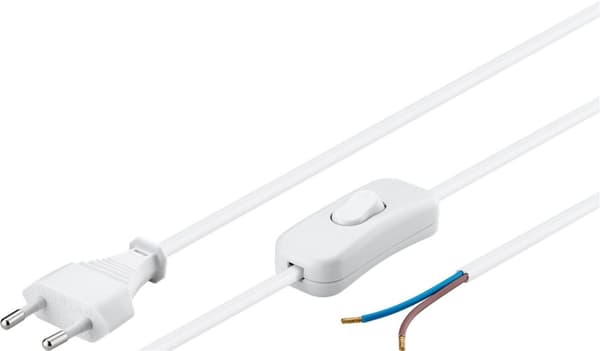 Goobay Kabel med euro-kontakt för montering - med strömbrytare, 1,5 m, vit Euro-kontakt (typ C, CEE 7/16) > lösa kabeländar
