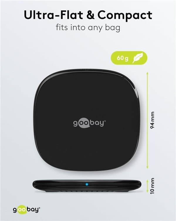 Goobay Trådløs hurtiglader 15 W Passer til smarttelefoner og enheter med Qi-standard