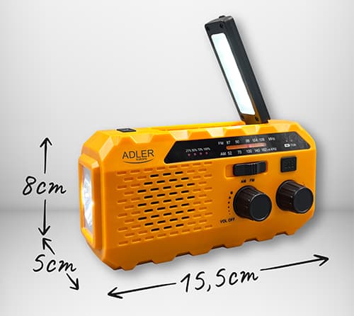 Nödradio / Vevradio med ficklampa, Solceller och Powerbank