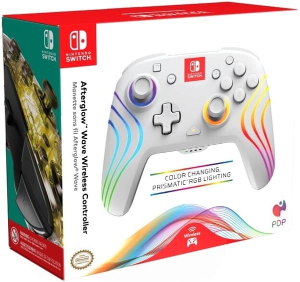 PDP Gaming Afterglow Wave Wireless Controller - trådlös spelkontroll, vit, Switch