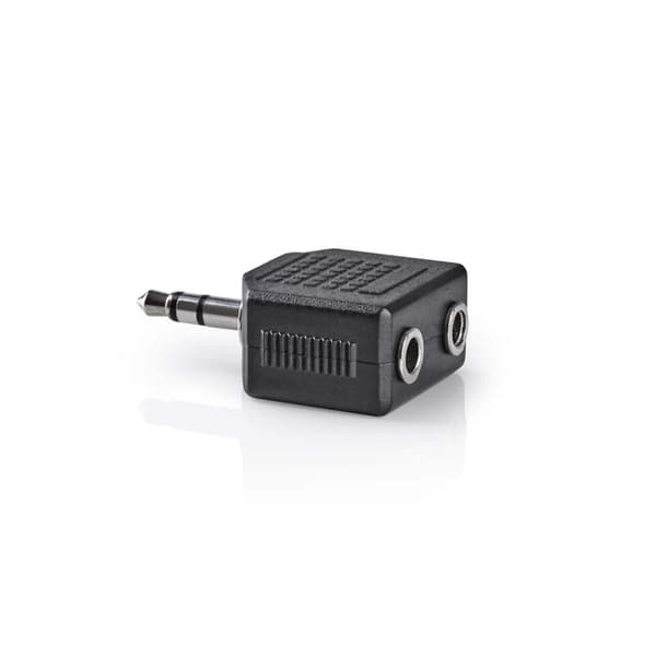 Nedis Stereo Audio Adapter | 3.5 mm Han | 2 stk. 3.5 mm, hunn | Nikkel belagt | Rett | ABS | Sort | 1 stk. | Boks