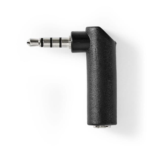 Nedis Stereo Audio Adapter | 3.5 mm Hanstik | 3.5 mm Hunstik | Nikkelplateret | Vinkel 90° | Metal | Sort | 1 stk. | Box