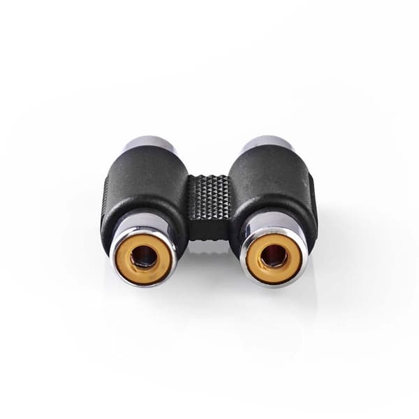 Nedis Stereo Audio Adapter | 2x RCA Hun | 2x RCA Hun | Nikkelplateret | Lige | ABS | Sort | 1 stk. | Box