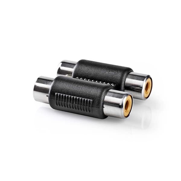 Nedis Stereo Audio Adapter | 2x RCA Hun | 2x RCA Hun | Nikkelplateret | Lige | ABS | Sort | 1 stk. | Box