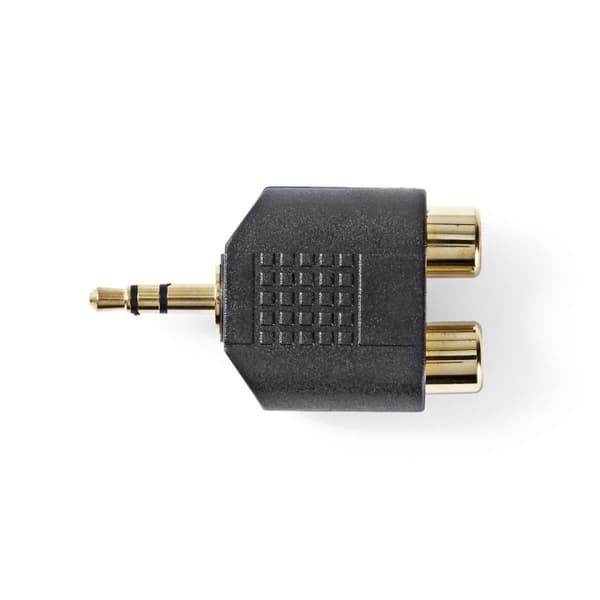Nedis Stereo Audio Adapter | 3.5 mm Han | 2x RCA Hun | Gull belagt | Rett | ABS | Sort | 10 stk. | Konvolutt