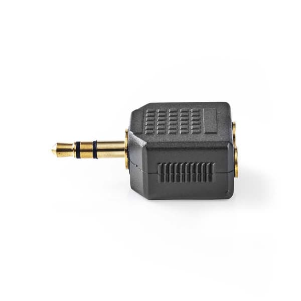 Nedis Stereo Audio Adapter | 3.5 mm Hane | 2x 3.5 mm, Hona | Guldplaterad | Rak | ABS | Svart | 10 st. | Plastpåse