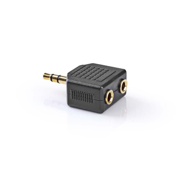 Nedis Stereo Audio Adapter | 3.5 mm Hane | 2x 3.5 mm, Hona | Guldplaterad | Rak | ABS | Svart | 10 st. | Plastpåse
