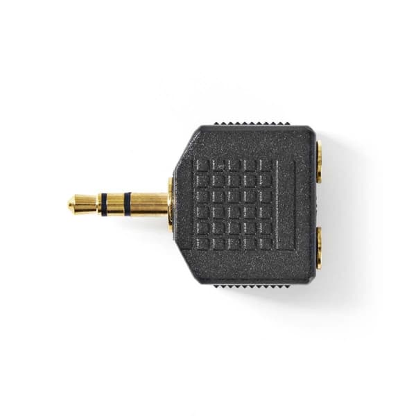 Nedis Stereo Audio Adapter | 3.5 mm Hane | 2x 3.5 mm, Hona | Guldplaterad | Rak | ABS | Svart | 10 st. | Plastpåse