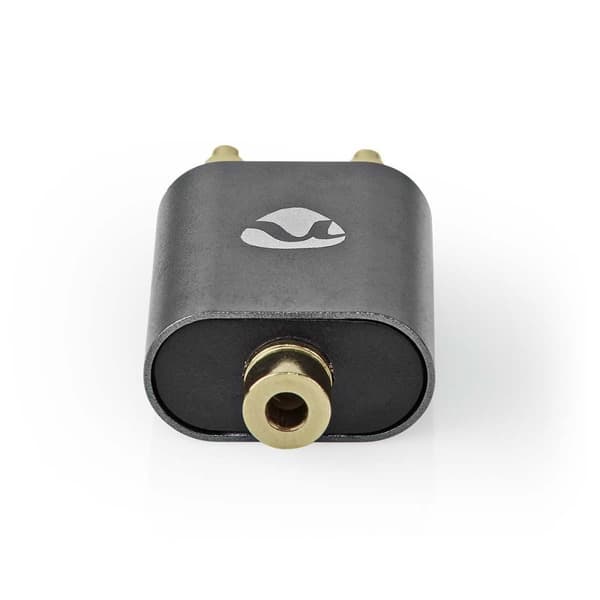 Nedis Stereo Audio Adapter | 2x RCA Hanstik | 3.5 mm Hunstik | Guldplateret | Lige | Aluminium | Gun Metal Grå | 1 stk. | Cover Window Box