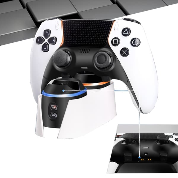 RGB-kontrollerladdningsstation för PlayStation 5. Snabb laddning med LED-indikator.
