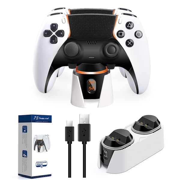 RGB-kontrollerladdningsstation för PlayStation 5. Snabb laddning med LED-indikator.