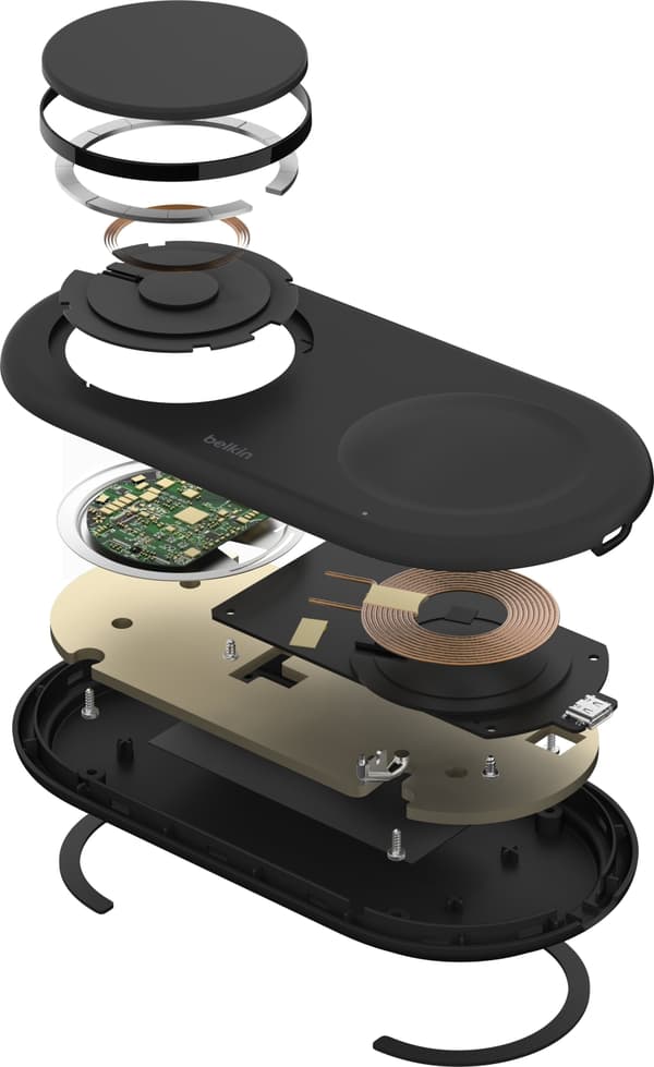 Belkin BoostCharge Pro 2-i-1 Qi2-ladeplate, svart