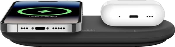 Belkin BoostCharge Pro 2-i-1 Qi2-ladeplate, svart
