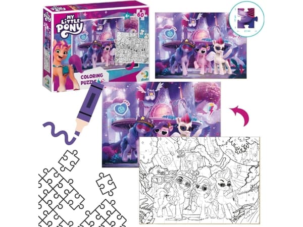 Dodo 2-i-1 "MY LITTLE PONY" Pussel 60 ELEMENT Färgläggning och avbildning i ett